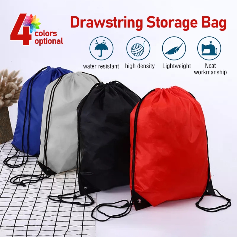 กระเป๋าสะพายหลัง ถุงกันน้ํา แบบสายรูด ลําลอง สำหรับพกพา 4สี ดำ/แดง/ฟ้า/เทา 30*40cm