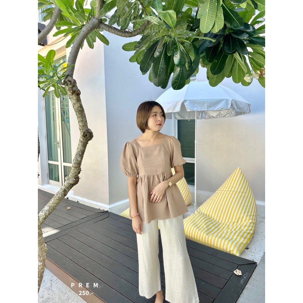 เสื้อเอิร์ทผูกโบว์หลัง เนื้อผ้าวาฟเฟิล ผ้าหนากำลังดี สีสวย #175