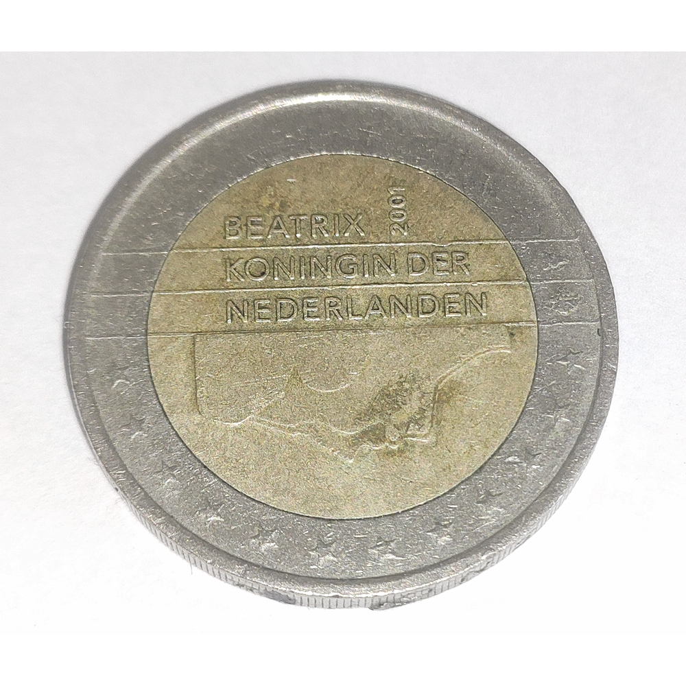 เหรียญ2ยูโร ปี2001 เหรียญต่างประเทศ 2 EU ผ่านการใช้งาน สภาพตามรูป (รหัสสินค้า M00552)