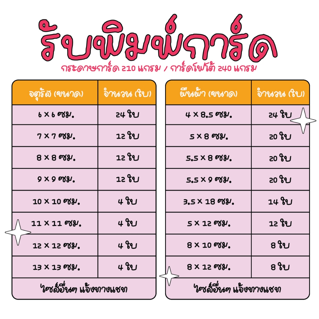 รับพิมพ์การ์ด การ์ดตัดเป็นแผ่น การ์ดตามสั่ง
