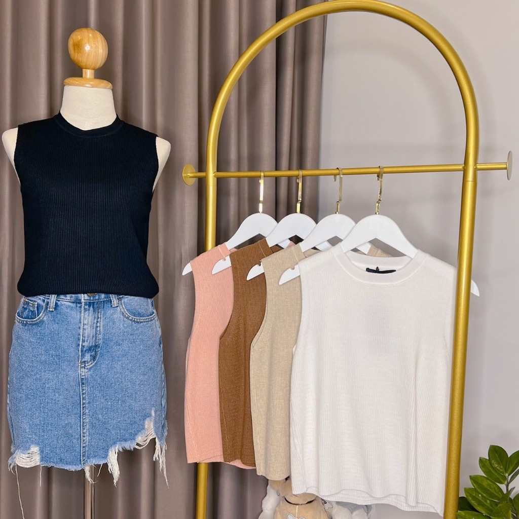 ส่งไว เสื้อไหมพรม แขนกุด คอกลม one-k