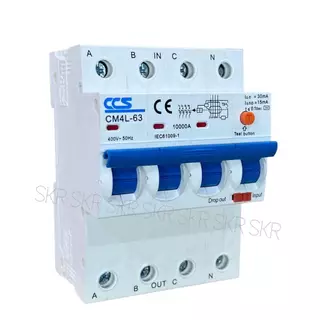 CCS IPG เบรกเกอร์ กันไฟดูด RCBO 4P 10A 16A 20A 32A 40A 50A 63A ( 3P+N ) 30mA 300mA 380V เกาะรางDIN กันดูด เบรกเกอร์