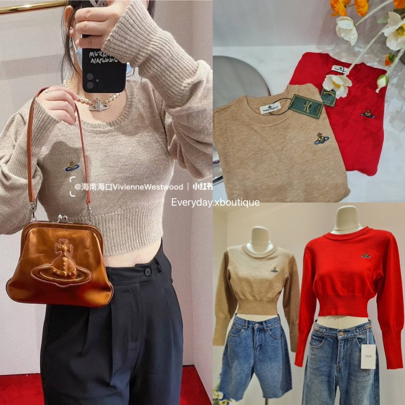 New collection 420฿วิเวียนเสื้อครอปเอวจั๊มแขนจั๊ม ทรงเข้ารูปมาพร้อมงานปัก Logo เด่นๆ