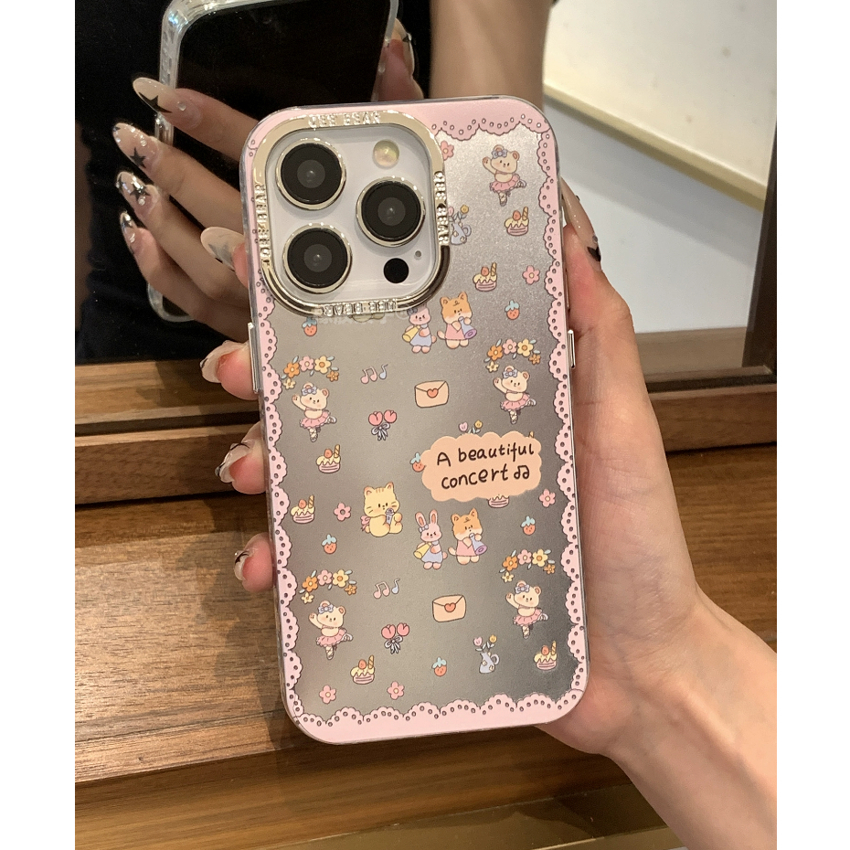 จัดส่ง24ชม for iPhone 11 12 13 14 Pro max case เคสไอโฟน11 บางเบาพกพาง่าย น่ารัก การ์ตูน กระต่าย การชุบ แฟชั่น Case