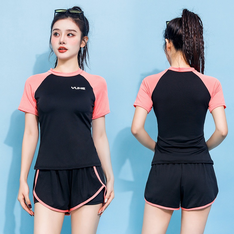 ไลฟ์สดลด50% ชุดว่ายน้ํา ทูพีช กางเกงขาสั้น สปอร์ต แขนสั้น ใส่สบาย ยืดหยุ่นได้ดี#运动 รูปที่ 4