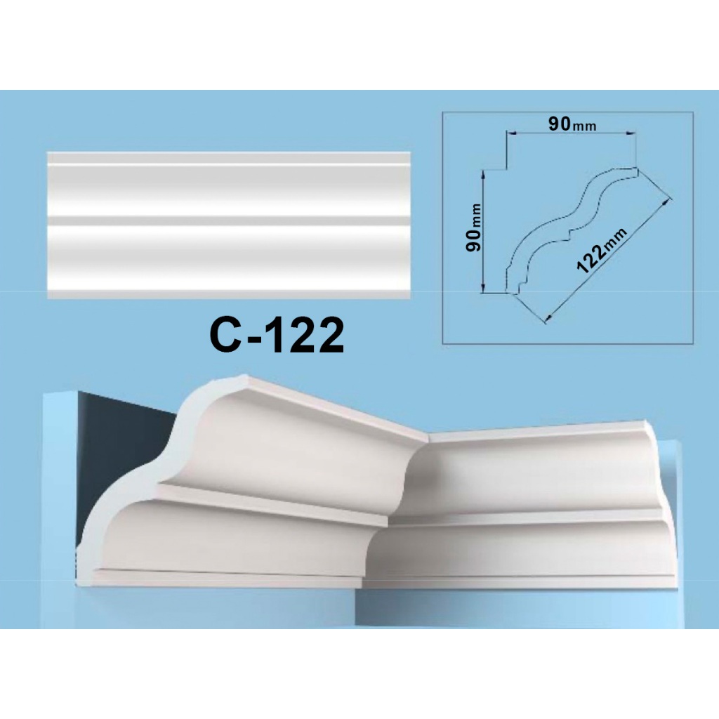 บัวโฟมฝ้าเพดาน C-122/10 ( 20 เมตร/กล่อง ) Cornice Molding C-122/10 (20m/BOX)