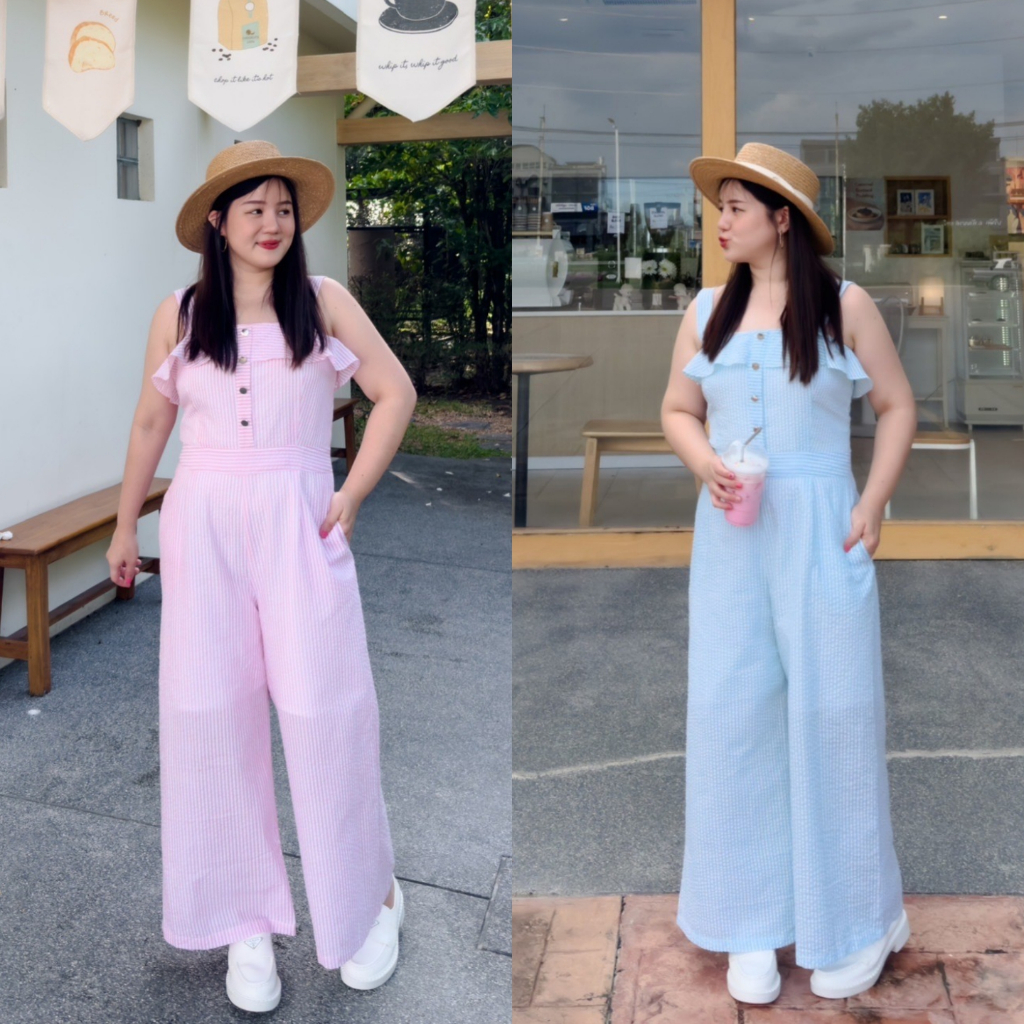 (❤️อกถึง 40") Freddo Jumpsuit เดรสสาวอวบ ชุดสาวอวบ จั๊มสูท