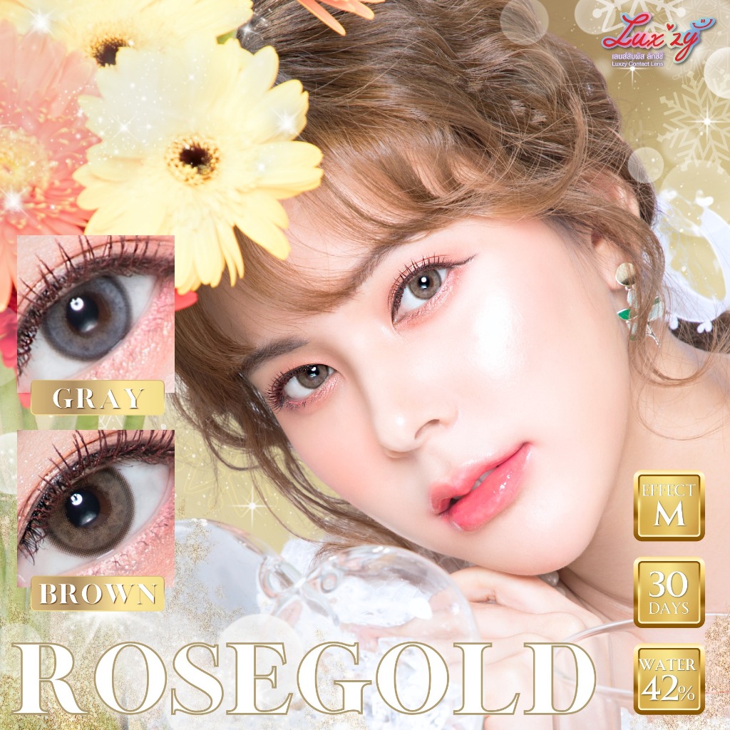 คอนแทคเลนส์🌈Rose Gold🌈 Brown / Gray (Luxzylens) ขนาดกลาง💖