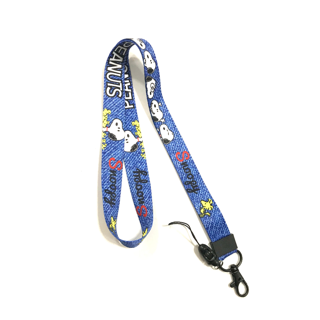 SNOOPY  BL   สายคล้องคอ สายคล้องบัตร ห้อยโทรศัพท์  ลาย  SNOOPY  blue  น้ำเงิน   น่ารัก มีก้ามปู มีห่