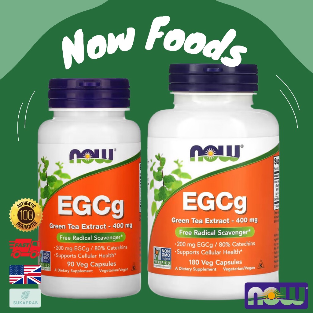 พร้อมส่ง - NOW Foods, EGCg, Green Tea Extract, 400 mg, 90 Veg Capsules