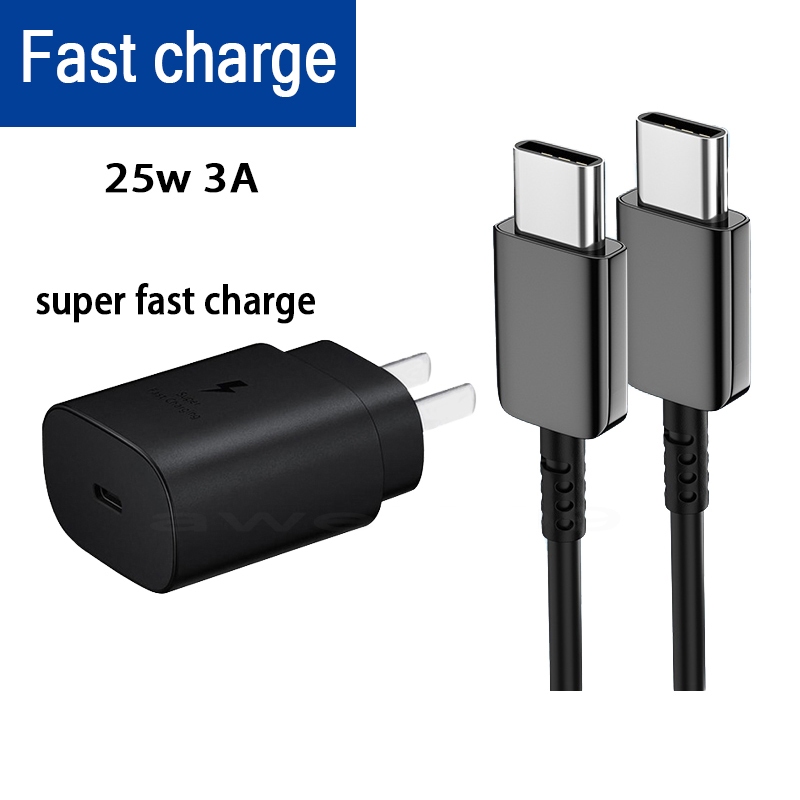 สายชาร์จ typec 3a หัวชาร์จ 25w （typec to type c）fast charging สำหรับ s8 s10 s20 s21 s22 a23 a20 a32 a53 a54 n8 n10