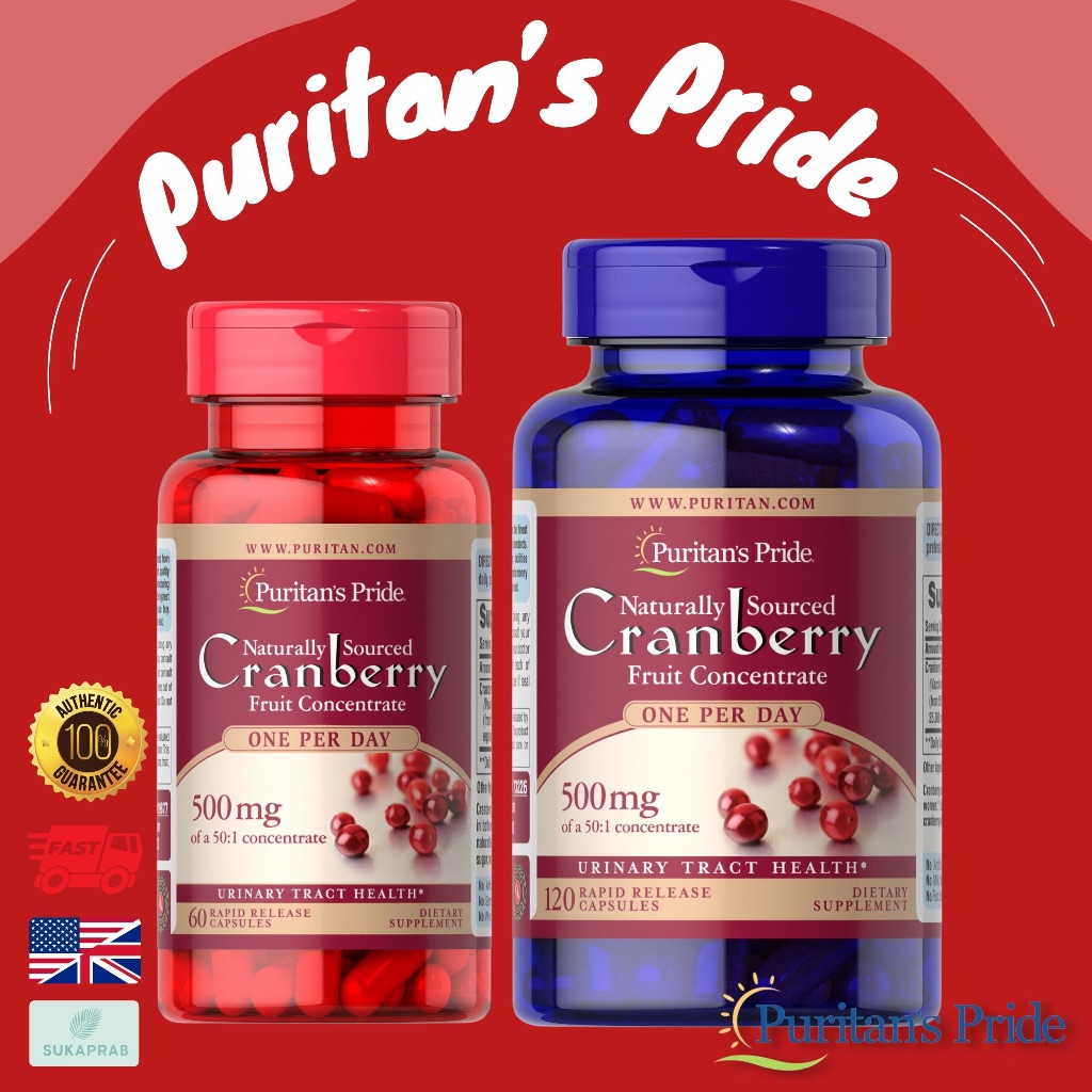 พร้อมส่ง Puritan’s Pride One a day Cranberry 25000mg 60 120 capsules ลดกลิ่นแบคทีเรียในช่องคลอด