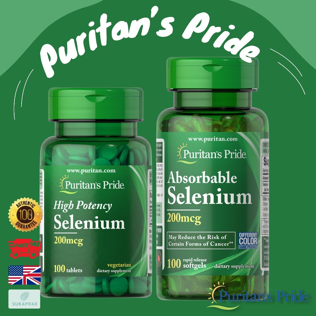 พร้อมส่ง Puritan's Pride Selenium 200 mcg 100 tablets ซีลีเนียมต้านอนุมูลอิสสระ ป้องกันรังแค