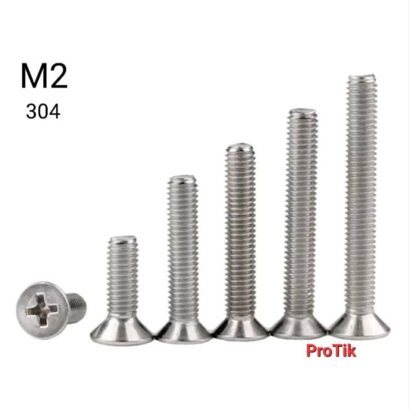 น็อต สกรู หัวเตเปอร์ M2 สแตนเลส 304 ราคาถูก