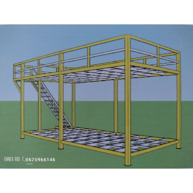 โครงสร้างเหล็ก-บ้านน็อคดาวน์ 2 ชั้น (แบบ-2) ขนาด 3x6 เมตร (งานสั่งทำ)