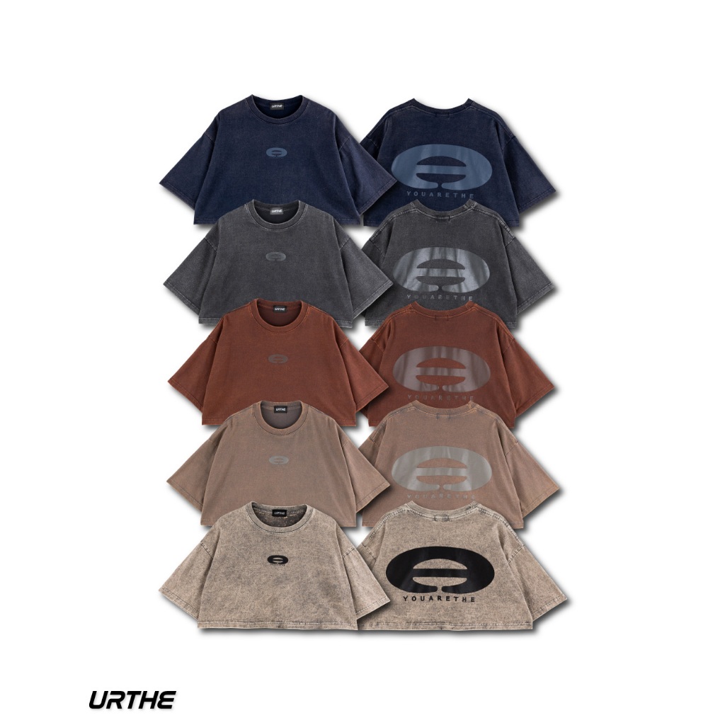 URTHE - เสื้อยืดครอป Oversize สกรีนลาย รุ่น ACID BEAM CROP TOP