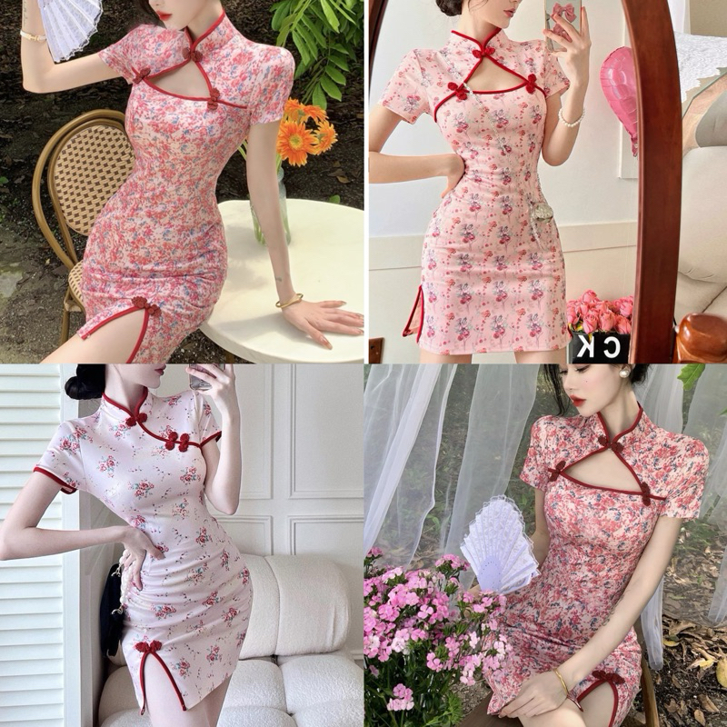 พร้อมส่งชุดกี่เพ้าตอนรับตรุษจีน รุ่นใหม่ น่ารักมาก มีS-2xl