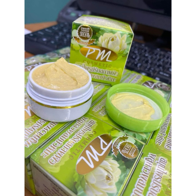 ครีมพลูคาวผสมบัวหิมะ 1 โหล (12 กล่อง) PM Cosmetic พีเอ็ม คอสเมติก ของแท้  ขนาด 7 กรัม สมุนไพรปรับสภาพผิวพลูคาวผสมบัวหิมะ - รูปที่ 4