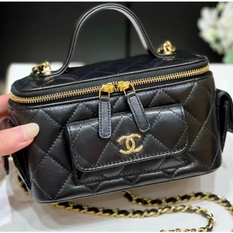 Chanel/Lingge/กระเป๋าเครื่องสำอาง/กระเป๋าถือ/กระเป๋าสะพาย/AP3017/แท้ 100%