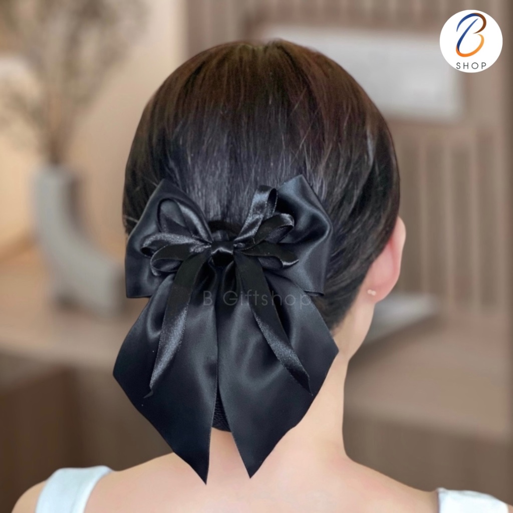 เน็ตติดผม สีดำ ขนาดเล็ก รุ่นโบว์ริบบิ้น