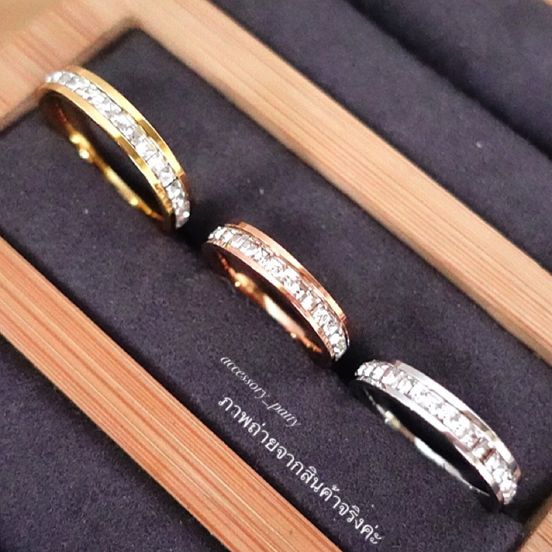 💍แหวนstainlessเส้นเรียบ รุ่นR04 เพชรรอบวง ✨รุ่นนี้ใส่ที่สุดมีติดนิ้วแมทลุคง่ายค่ะ - รูปที่ 3