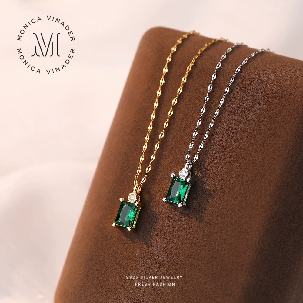 ✨สร้อยคอเงินเพชรสีเขียว GREEN EYED MYSTERY สร้อยคอเพทาย ของขวัญ Valentine ของขวัญให้แฟน ไม่ลอกไม่ดำ สไตล์ใหม่ 2024