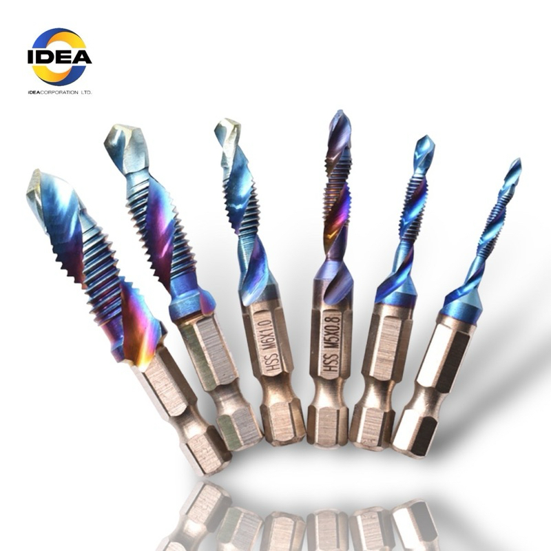 ชุดดอกสว่านต๊าปเกลียว สีฟ้า ต๊าปเกลียว ชุดต๊าปเกลียว M3 M4 M5 M6 M8 M10 ต๊าปเกลียว ต๊าปสกรูเกลียว - รูปที่ 2