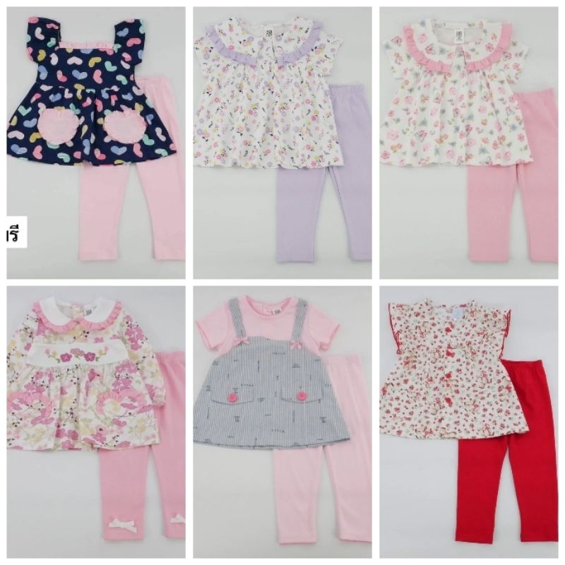 🎯 ชุดเซ็ตเด็กหญิง  แบรนด์ BNO ผ้าคอตตอน นุ่ม ลายน่ารัก size 12m-24m