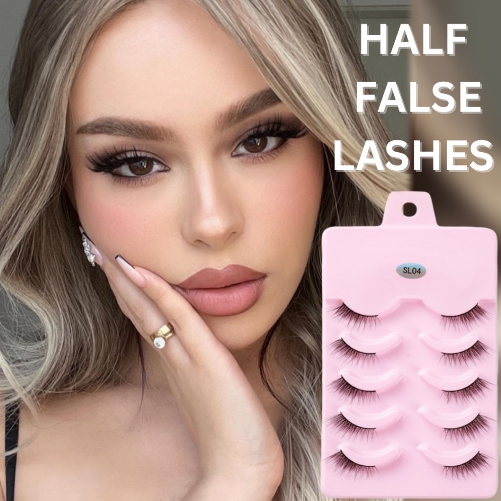 HALF FALSE LASHES ขนตาปลอมติดหางตา ดวงตาดูสวยเฉี่ยว สายฝอ สายแซ่บ เบาสบายตา ติดง่าย ขนฟู แกนนิ่ม