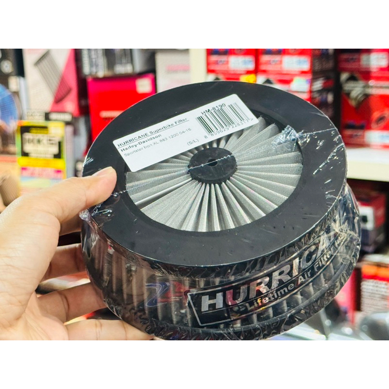 ไส้กรองอากาศ กรอง Harley iron xl 883 Stainless สแตนเลส Hurricane แท้ air filter HM-8190	Davidson Sportster ผ้า เลส
