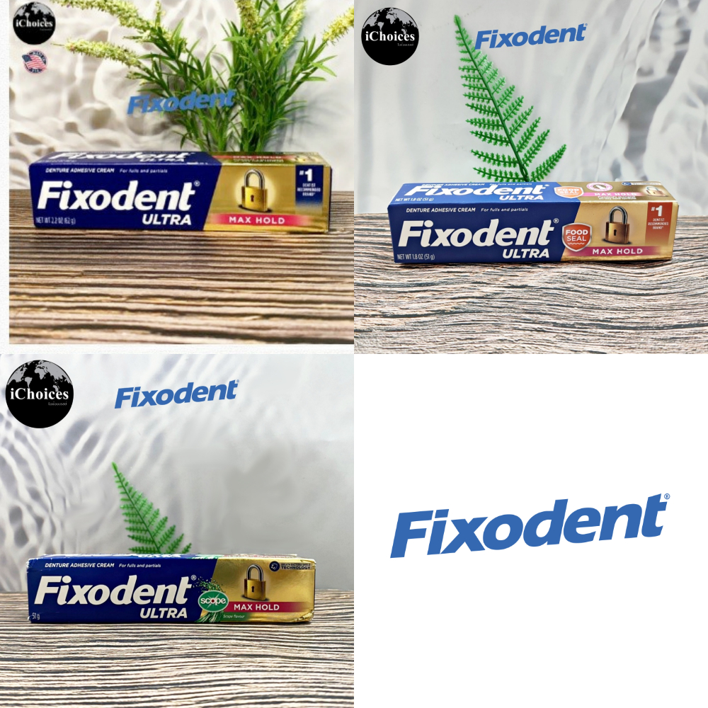 ฟิกโซเดนท์ อัลตร้า ครีมติดฟันปลอม ยึดฟันแน่น ไม่หลุดง่าย Fixodent® Ultra Denture Adhesive Cream, Max Hold 51 or 62g
