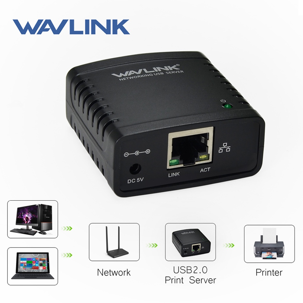 Wavlink WN-NU72P11 แชร์เครื่องพิมพ์ USB แบบไร้สาย ใช้กับเครือข่าย LAN หลายเครื่องได้ เซ็ตอัพง่าย Print Server