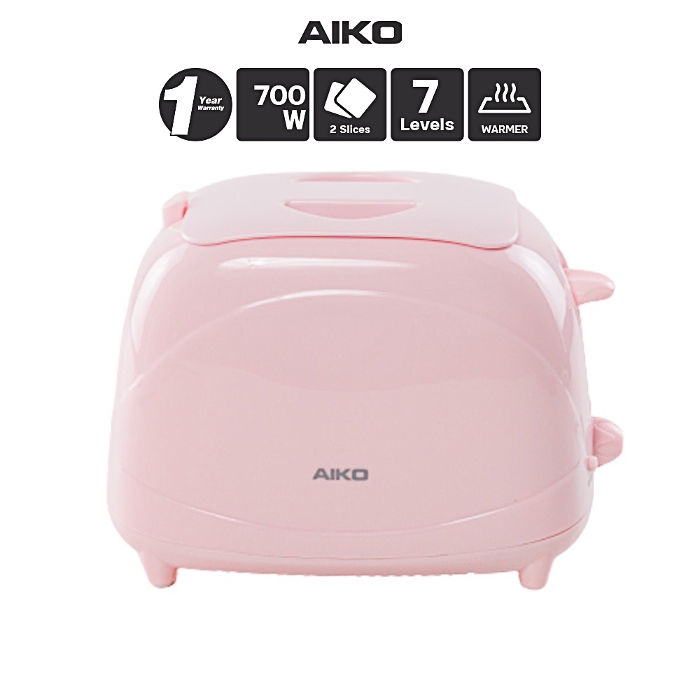 AIKO AK-808 สีชมพู เครื่องปิ้งขนมปัง 2 แผ่น เครื่องปิ้งขนมปังคู่ ***รับประกัน 1 ปี .