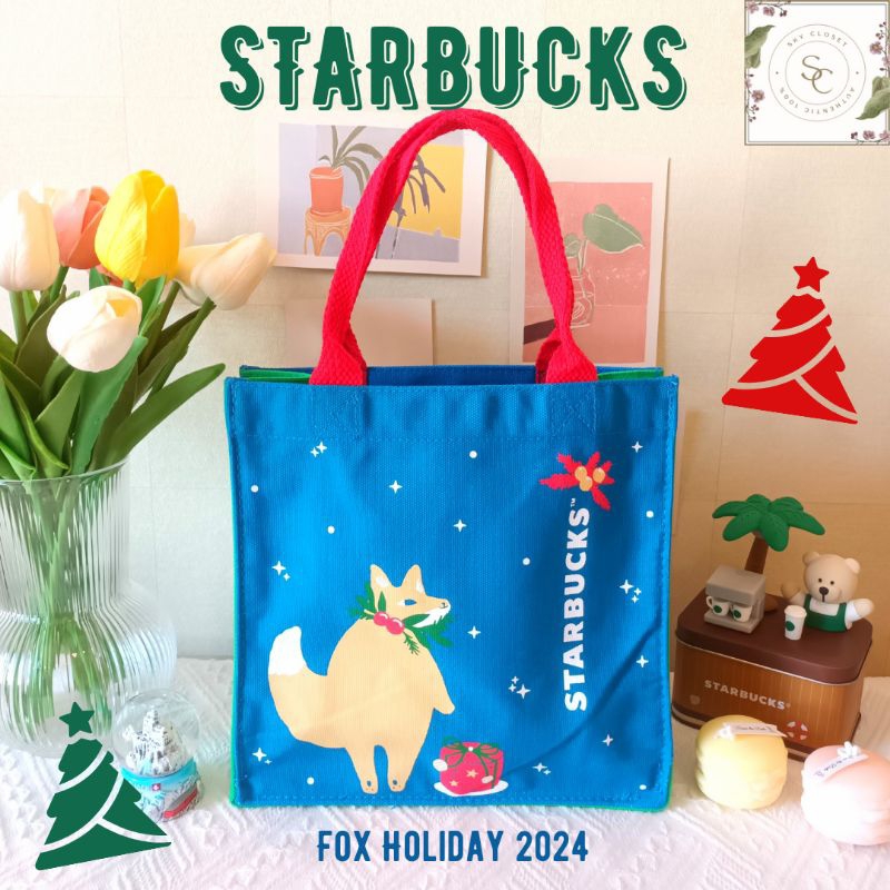 New❗️กระเป๋าผ้า Starbuck X'Mas 2024 ❄️⛄️ จาก Starbucks Thailand ของแท้ 100%