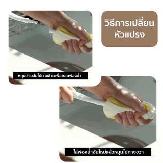 Lieto ชุดแปรงล้างขวดนม + ฟองน้ำรีฟิล 2P (ด้ามจับสีเทาหมุนและตรง ไม่สามารถเปลี่ยนฟองน้ำได้)