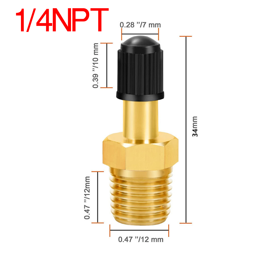 จุ๊บเติมลมมอไซค์ แบบเกลียว ขนาด 1/4 NPT (แบบยาวพิเศษ 34MM)