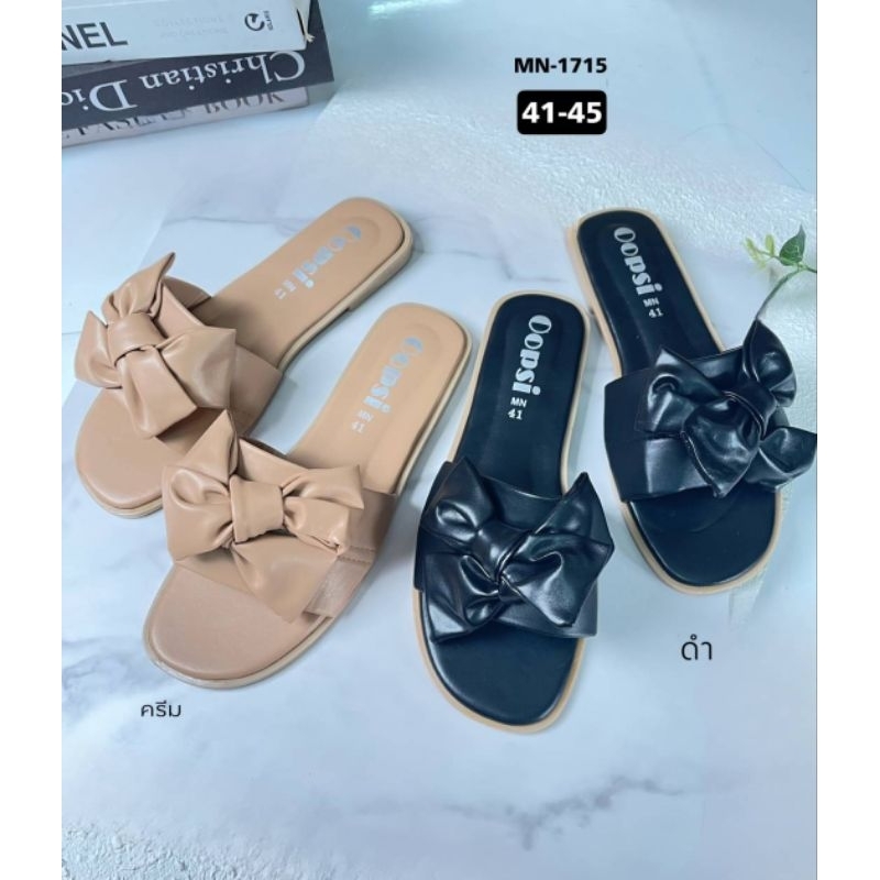 รองเท้าแตะ ไซส์ใหญ่ 41-45 โบว์หนัง - SHER