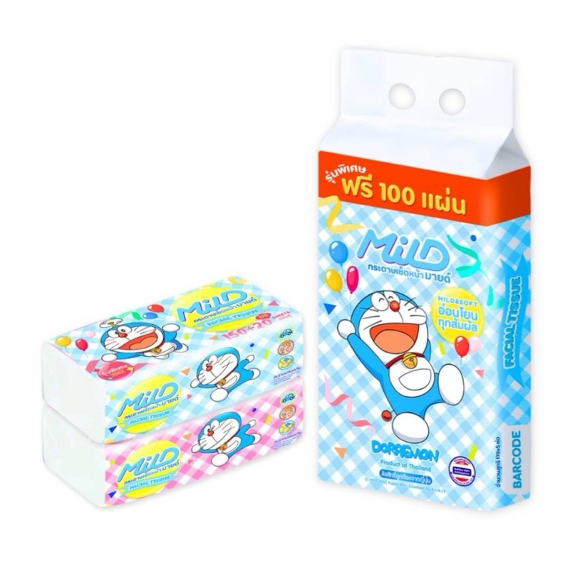 กระดาษทิชชู่เช็ดหน้า มายด์ Mild (1ห่อ 150แผ่น) โดราเอม่อน (แพค5 ห่อ) ราคา ถูกที่สุด ดีลบีเคเค แกลเลอรีภาพที่ 3