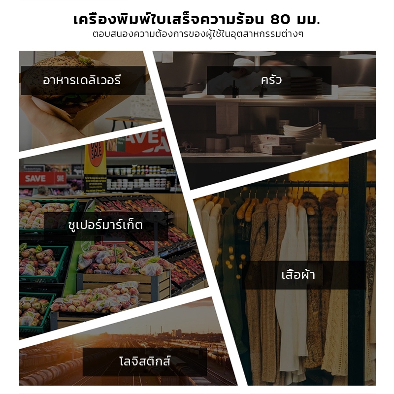 (แท้100%) Xprinter XP-T80A เครื่องพิมพ์ใบเสร็จ80MM รุ่นUSB+LAN receipt priter 80MM สลิป เครื่องตัดกระดาษอัตโนมัติ