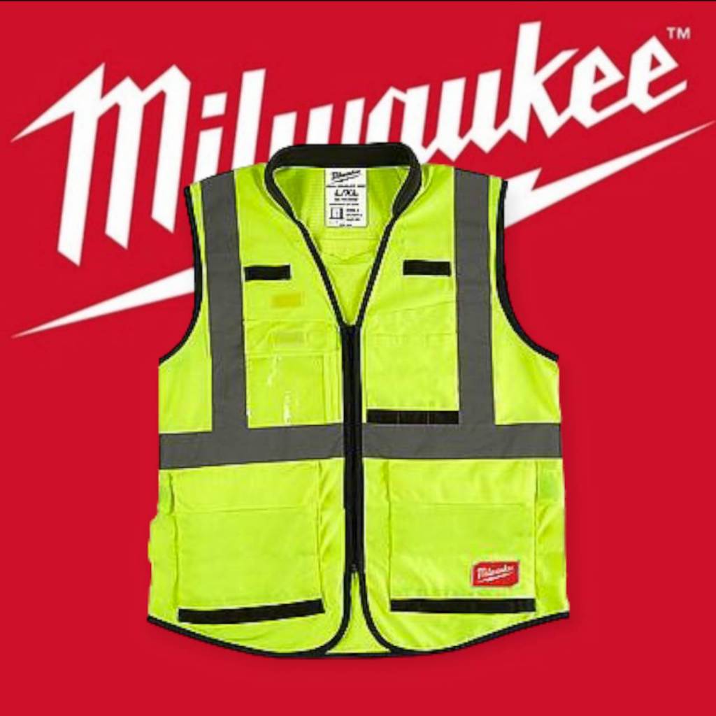 Milwaukee เสื้อเซฟตี้สะท้อนแสง-สีเหลือง S/M 48-73-5081 HIGH VISIBILITY SAFETY VEST-YELLOW