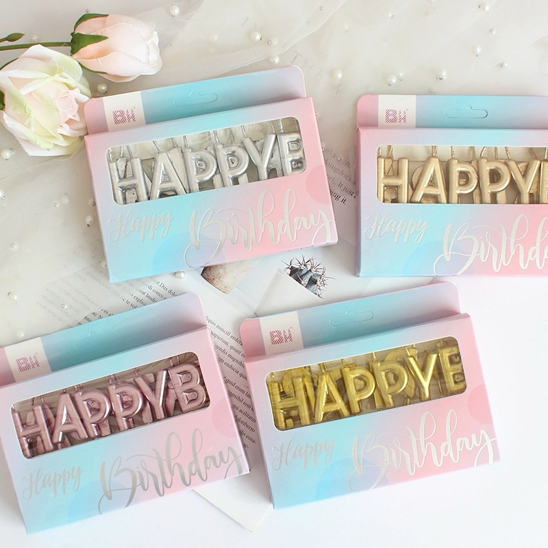 066 <พร้อมส่งในไทย > เทียน Happy birthday เทียนวันเกิดตัวอักษร HBD