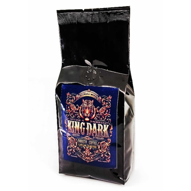 KINGDARK​เมล็ดกาแฟคั่ว โรบัสต้า 100% เกรดA คั่วกลางเข้ม ROBUSTA (MEDIUM​-DARK Roast) roasted coffee 