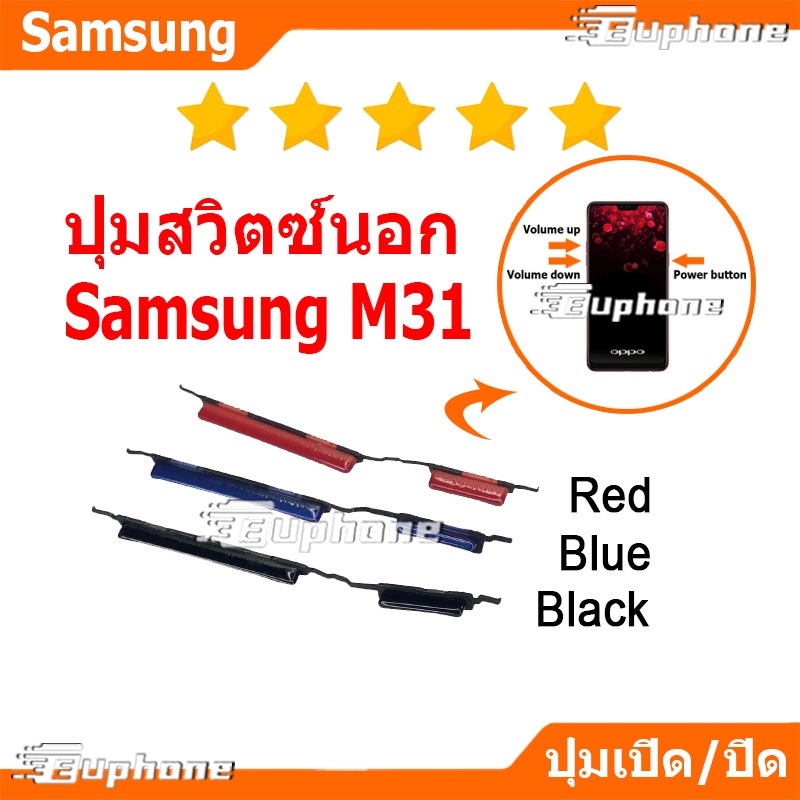 ปุ่มกดสวิทช์ด้านนอก Samsung M31 ปุ่มเปิดปิด ปรับระดับเสียงขึ้นลง ON OFF+VOLUME BUTTON