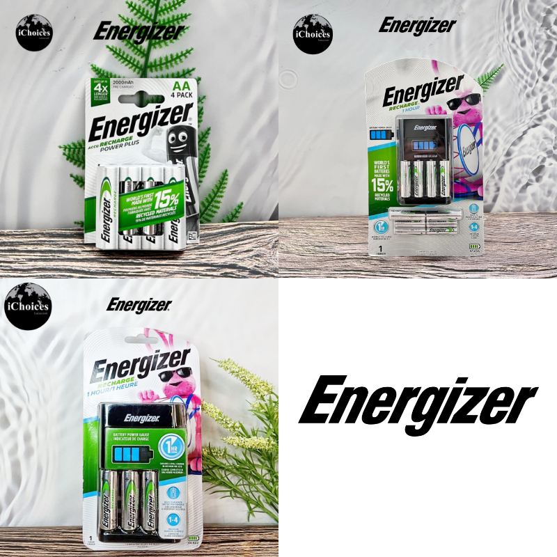 [Energizer] Recharge 1 Hour Charger + AAA/AA NiMH Rechargeable Batteries เครื่องชาร์จถ่าน แบบ 1 ชั่วโมง พร้อมถ่านชาร์จ