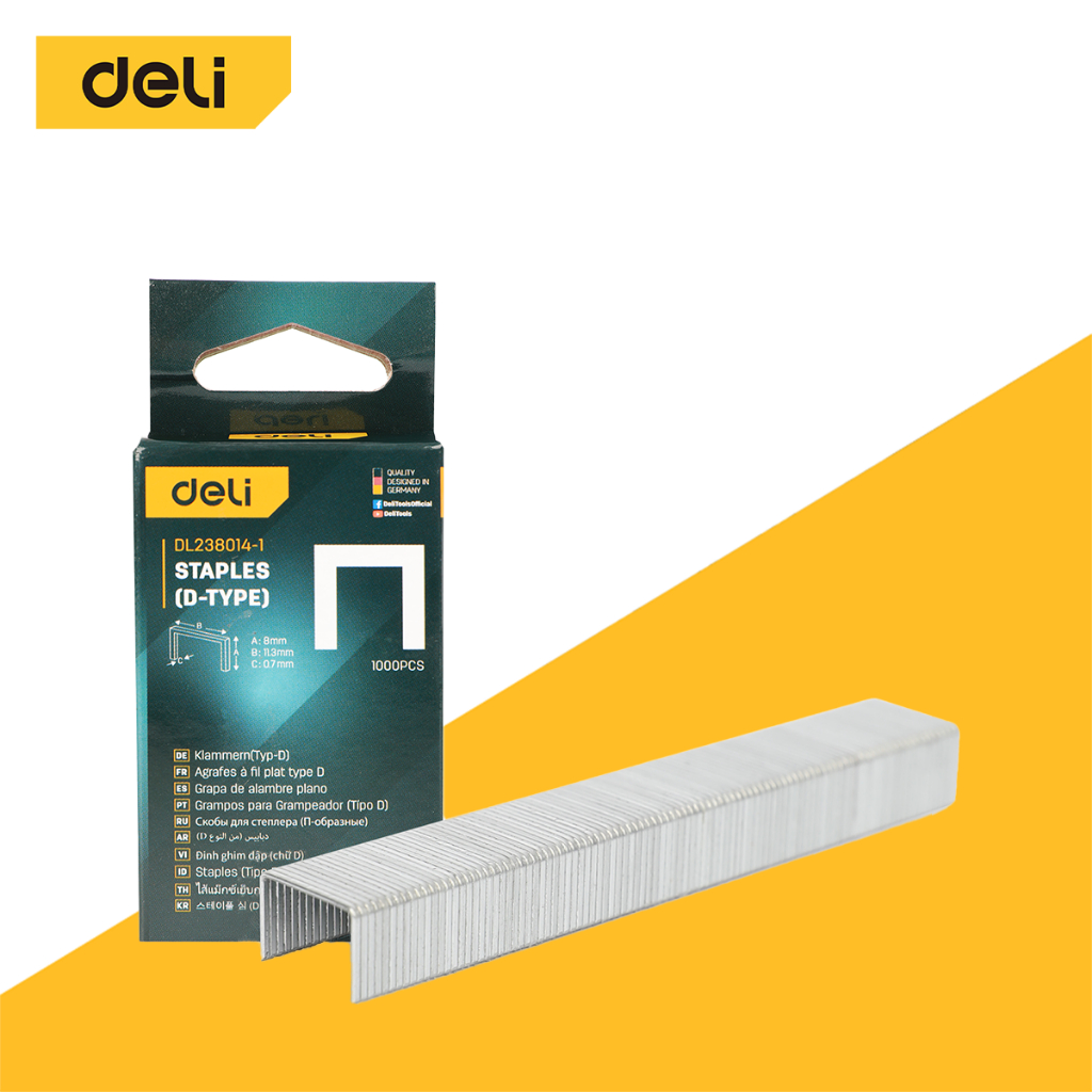 Deli ลวดเย็บกระดาษ ลวดเย็บ ขนาด 12 10 8 mm ไม่เปลืองแรง เจาะได้ลึก อุปกรณ์สำนักงาน พกพาสะดวก Staples