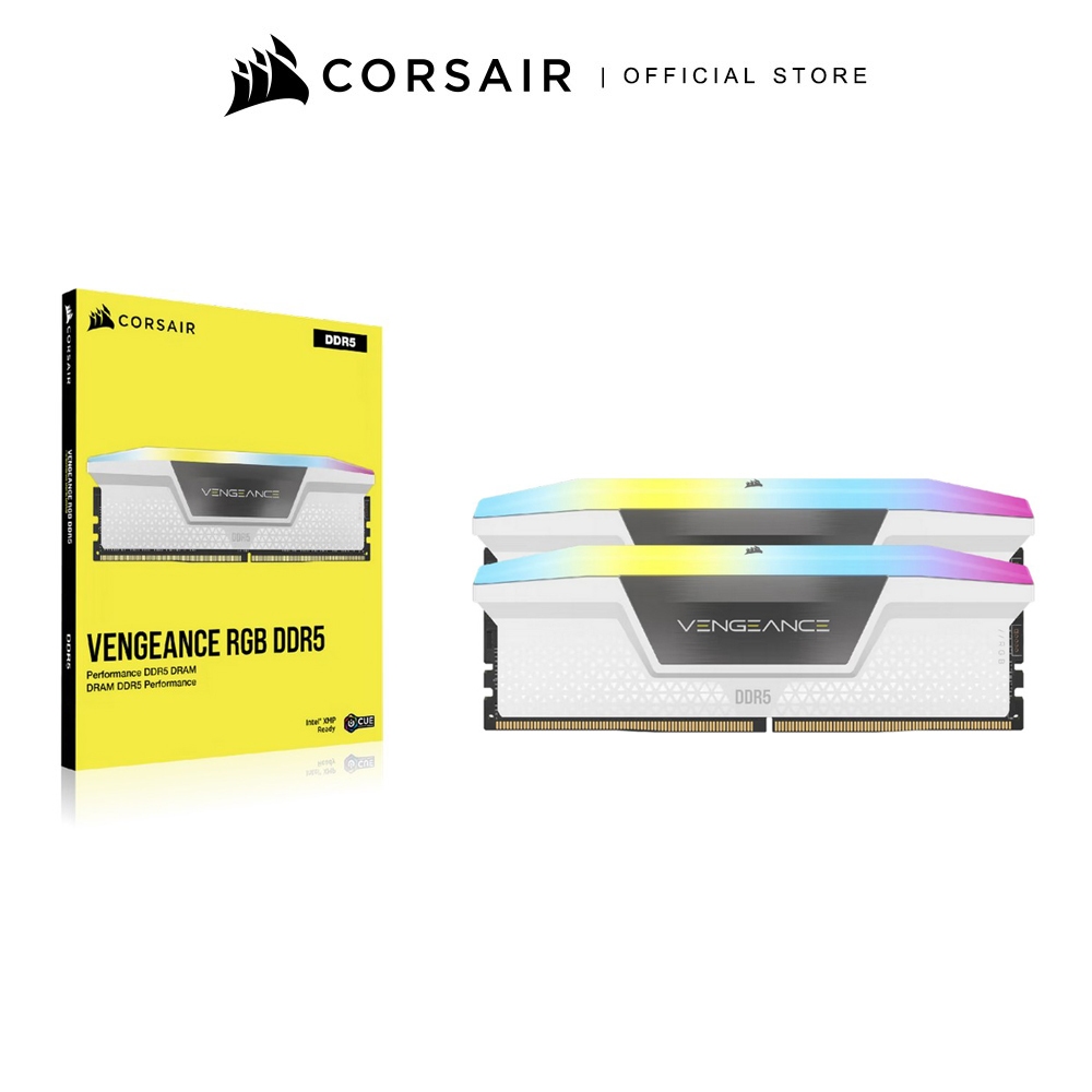 CORSAIR VENGEANCE RGB ® 32GB (2x16GB) DDR5 DRAM 6000MT/s C36w Memory Kit - WHITE