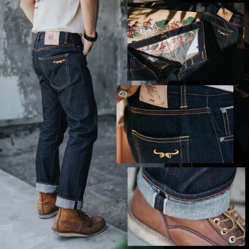 เขนเดนิมkhen denim 16ozเขนเดนิม(รุ่นเสือ)มีทรงกระบอกตรงstraight