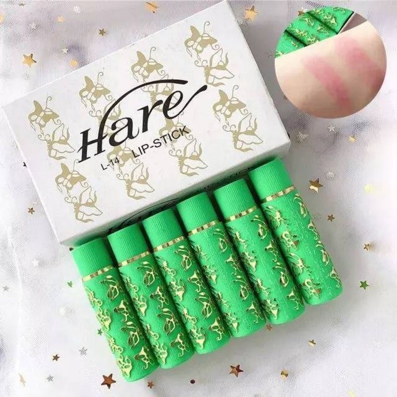 (1กล่อง 6 ชิ้น) ลิปเขียว ลิปผีเสื้อ Hare