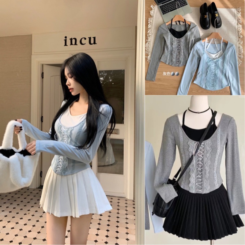 พร้อมส่ง เสื้อครอปงานผ้า 2 ชั้นน่ารักสุดๆ