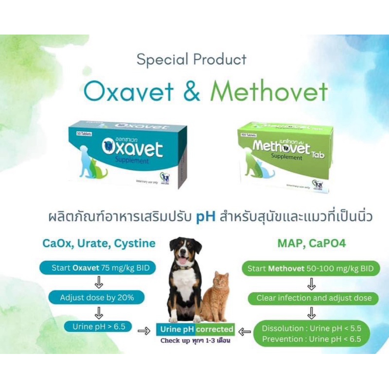 Methovet & Oxavet [แท้💯]ลดการเกิด-สลายนิ่วในสุนัขและแมว ปรับค่า pH ของปัสสาวะ